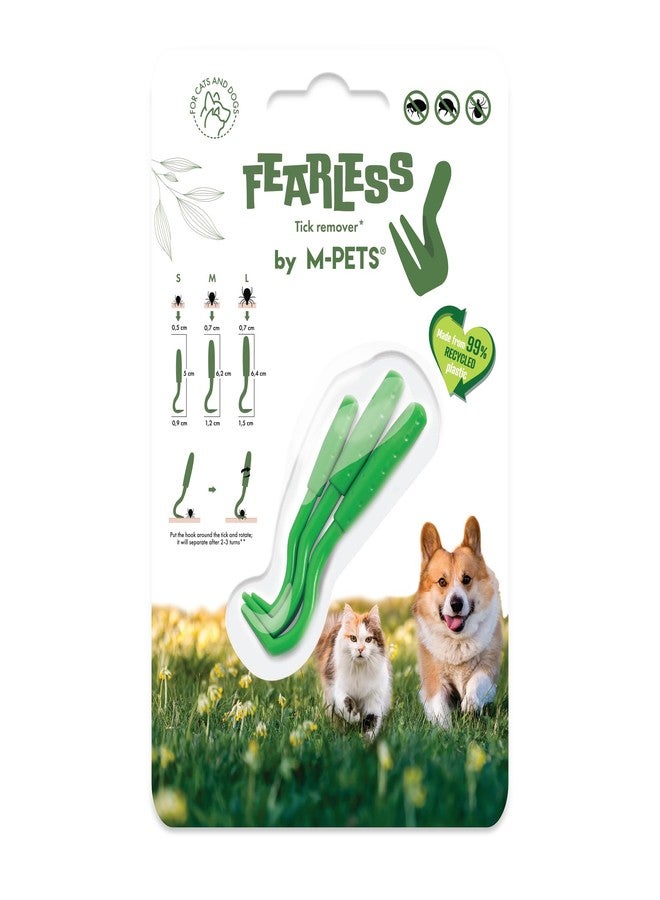 أم-بيتس مزيل القراد M-PETS Fearless للكلاب والقطط (عبوة من 3 قطع)، يزيل القراد والبراغيث والعث بفعالية، سهل الاستخدام، أداة تنظيف صديقة للبيئة تعمل بنظام الخطاف واللف للحيوانات الأليفة الصغيرة والمتوسطة والكبيرة. - Image 1
